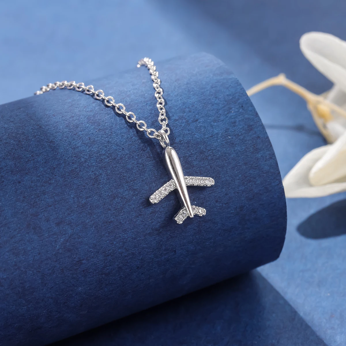 Airplane 925 Sterling Silver Plane Clavicle Chain Necklaces silver necklace silver necklace charms