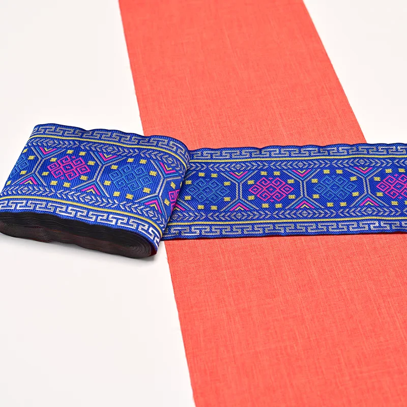 2yard Hmong Embroidery Jacquard Webbing Ethnic Lace Trim 10cm Ribbon Tribal Tibet Thai Lao Miao Dress Slav Home Textile Decor