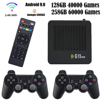 Ampown G11 프로 레트로 비디오 게임 콘솔, 256G 게임 박스, 2.4G 더블 무선 4K HD TV 박스, 안드로이드 9.0 60000 + 게임 PS1/PSP