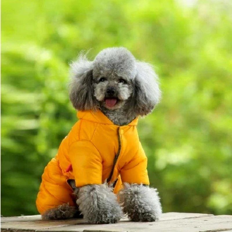 Winter Warm Down Dog Jacket Pet Dogs Costume Puppy Light-weight Four Legs Hoodie Coat Clothes For Teddy Bear Big Combinaison Ski