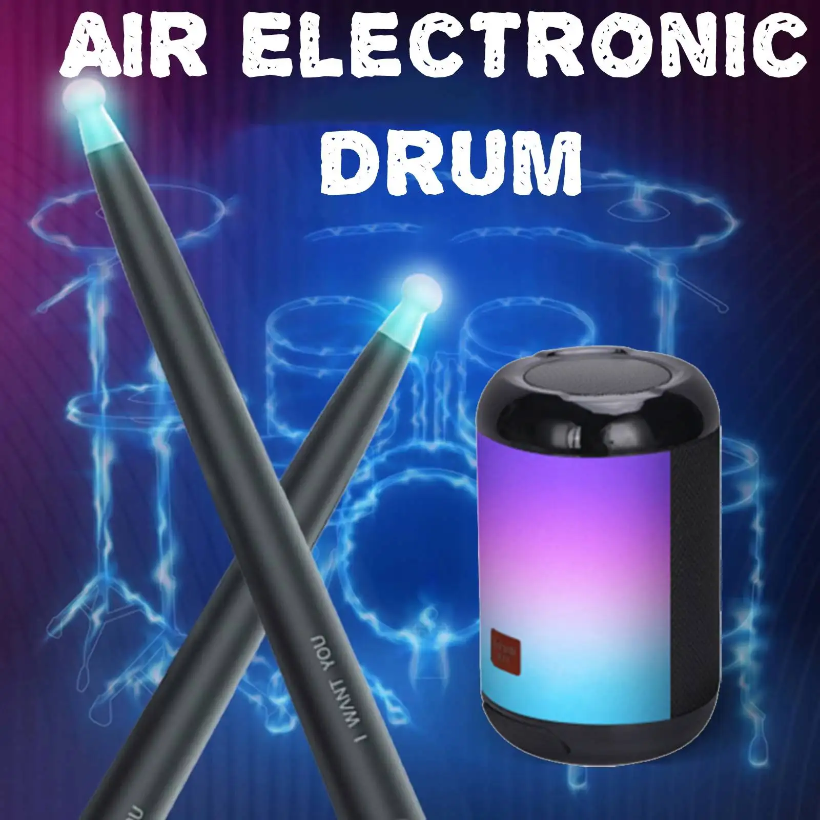 Portable Somatosensory Drum Air Electronic Drum Simulation Drums Virtual Set Kit for Beginners Kids Adults Practice