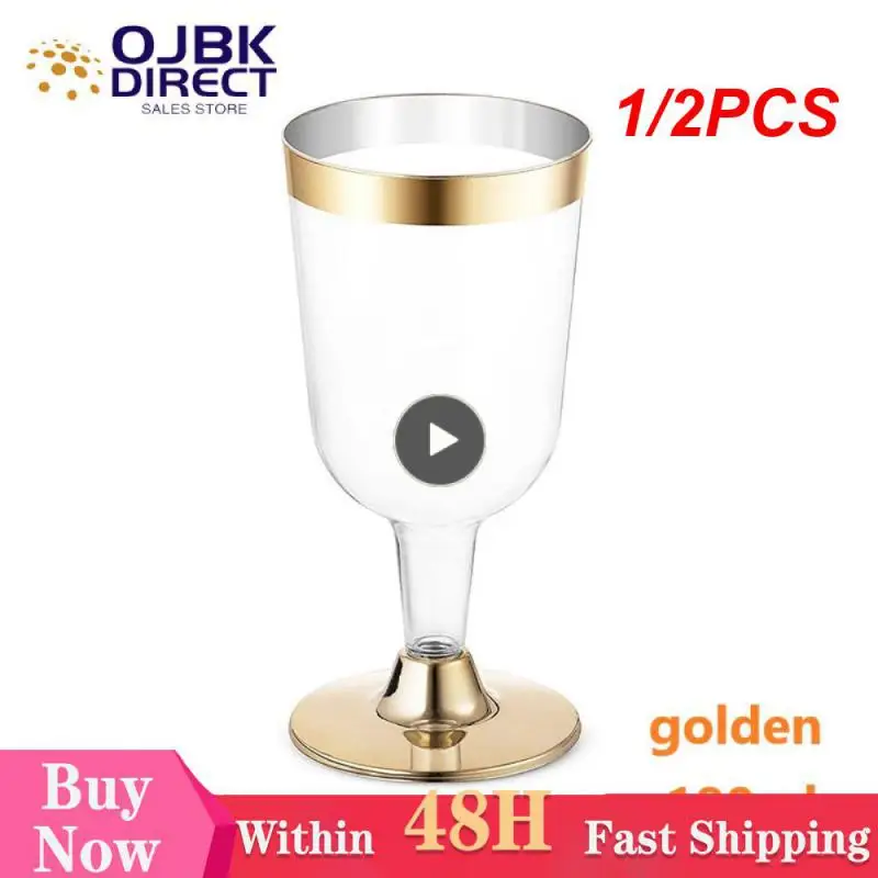 

1/2PCS Rose Gold Silver Disposable Goblets Cup Plastic Transparent Drink Champagne Cups Wedding Birthday Party Festival Supplies