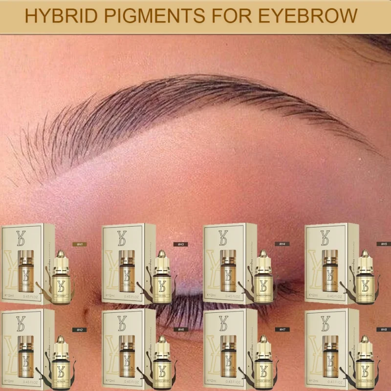 Tattoo Ink Pigment YD HYBRID Pigments Natural Brows Semi Permanent Makeup Tattoo Ink 12ML for Eyebrow Eyeliner