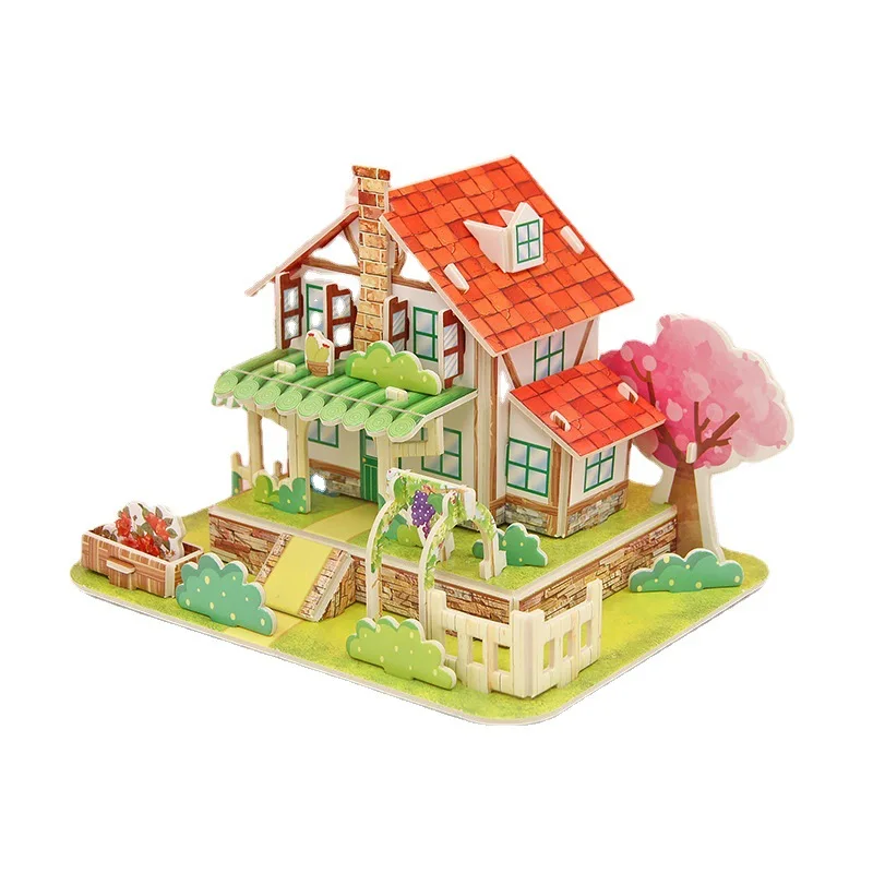 

Three-Dimensional 3D Model Puzzles Handmade DIY Houses Building Blocks Kids Toys Parent-child Interactive Handmade Crafts Gifts