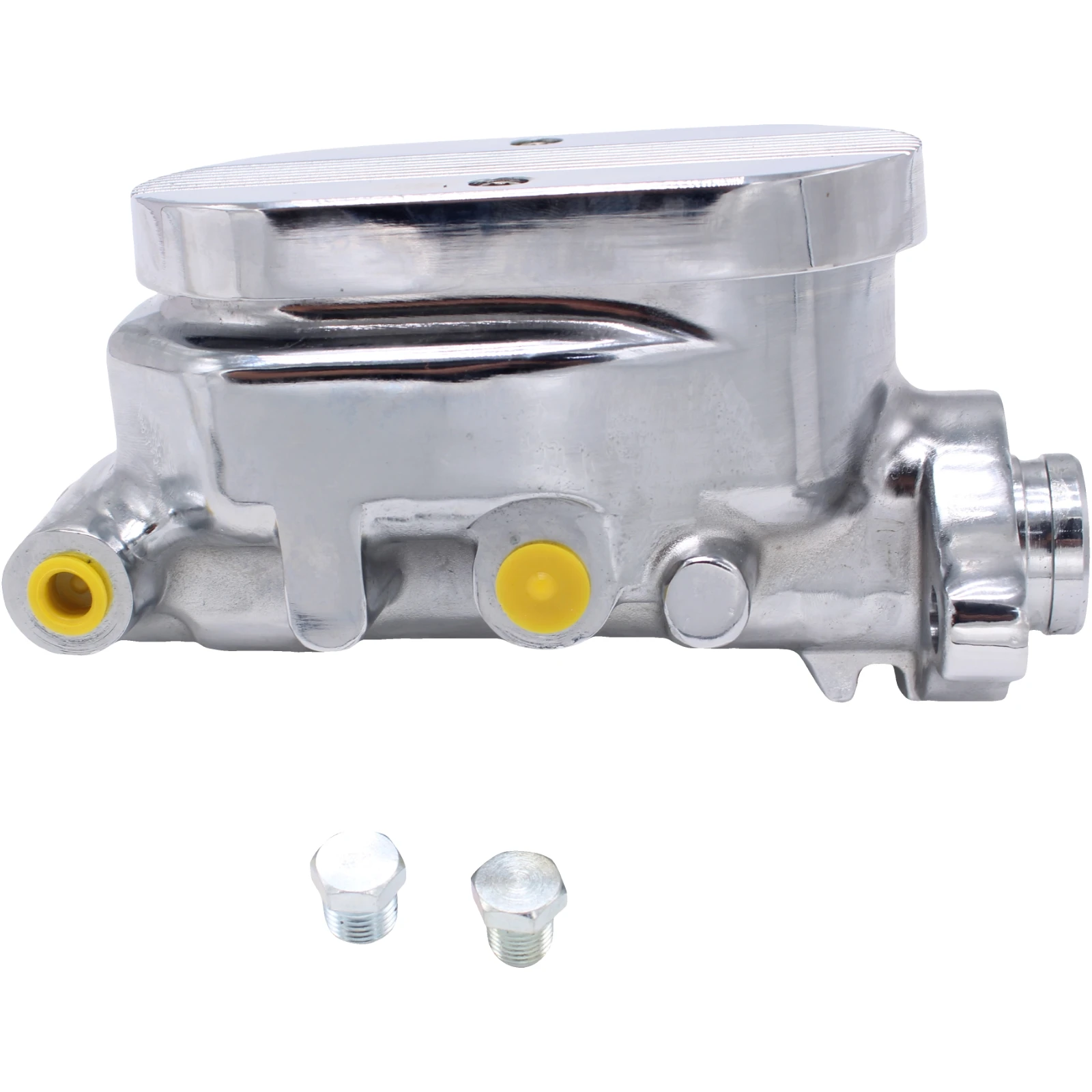 1pc Chrome Flat Brake Master Cylinder 1" Bore 9/16" & 1/2" Ports Dual For GM Corvette Engine Car Accessories Parts Replacement