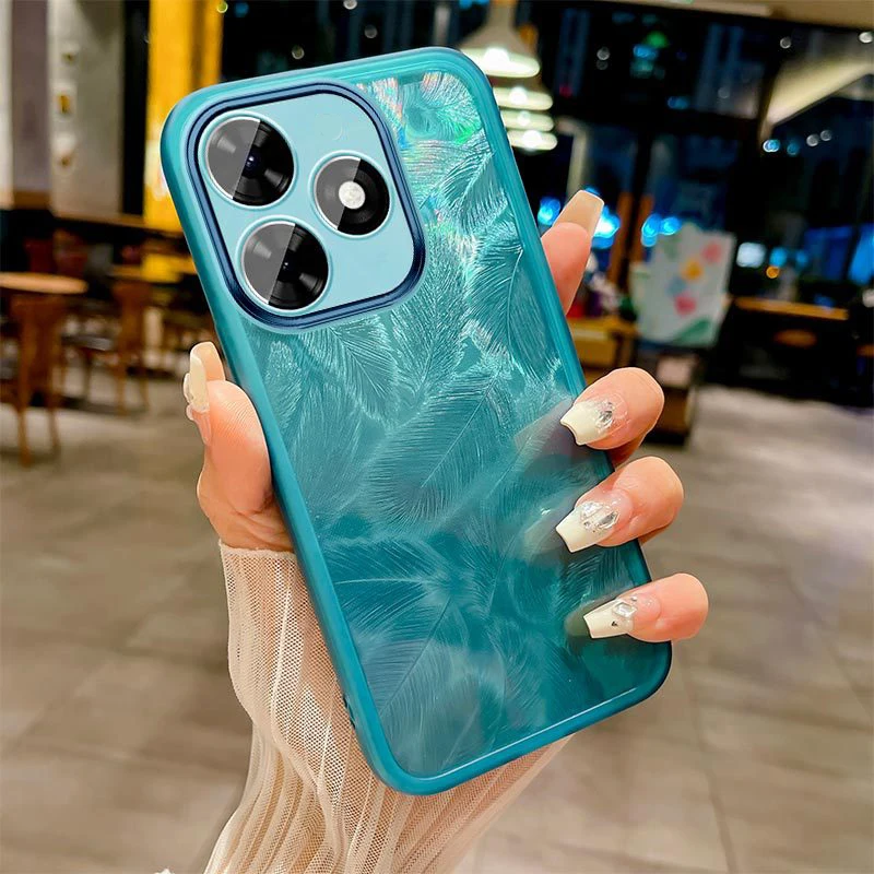 Anti-Shock Feather Glitter Case with Camera Film Protector