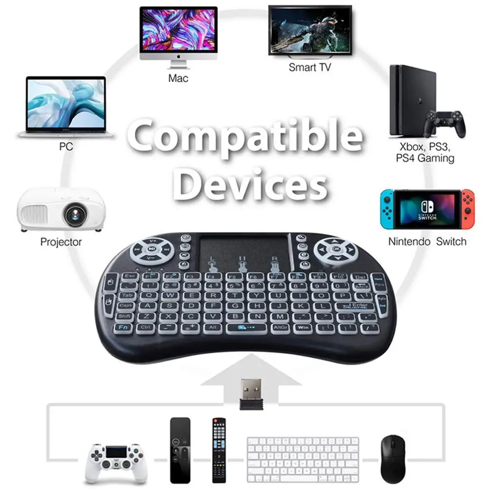 I8 Ʈ ̴  Ű,  2.4G  콺, ȵ̵ TV ڽ PC  ġе