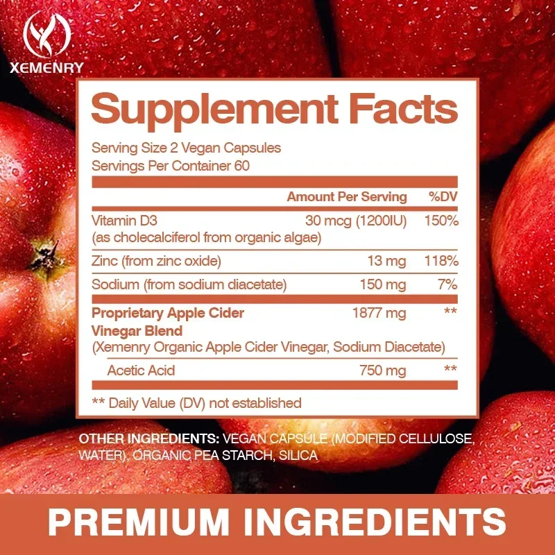 Apple Cider Vinegar-Weight Management, Increase Satiety, Detoxification, Relieve Bloating and Constipation