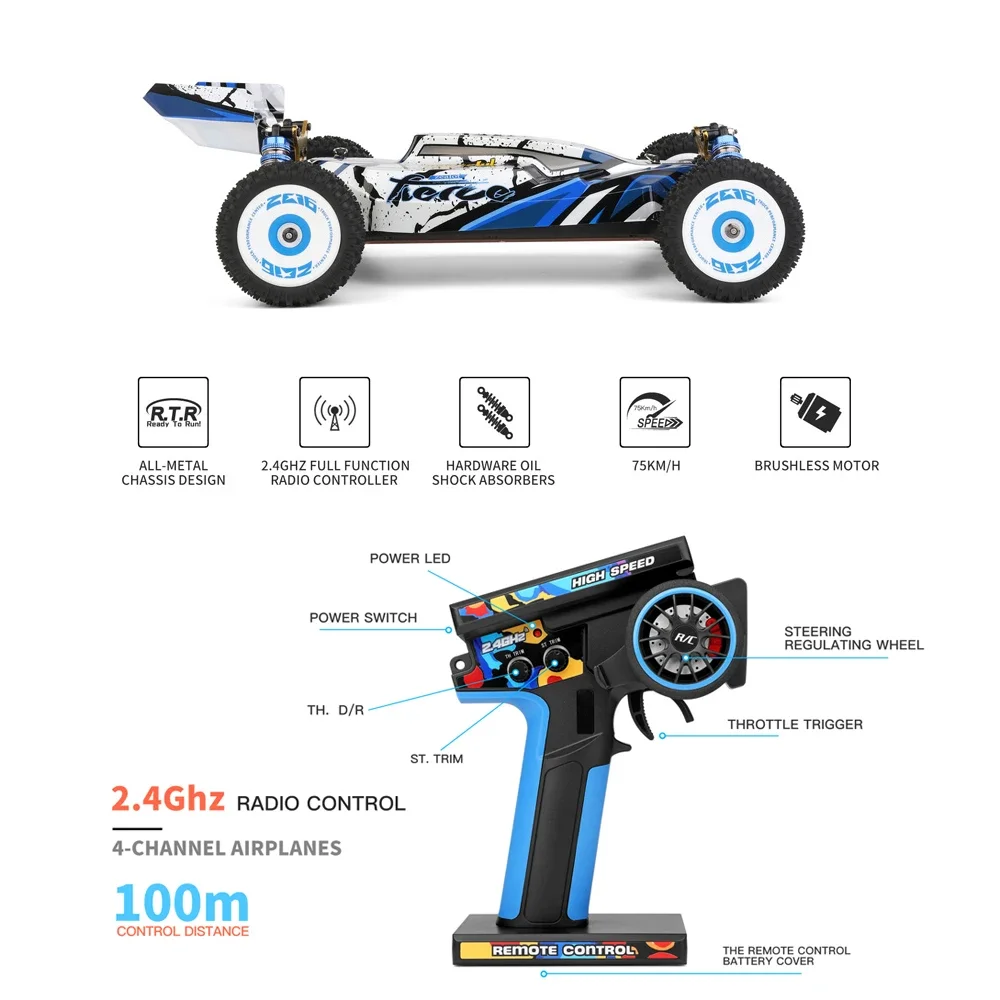 WLtoys 124017 Voiture RC 1:12 75km/h 4x4 Moteur Brushless Châssis Métal