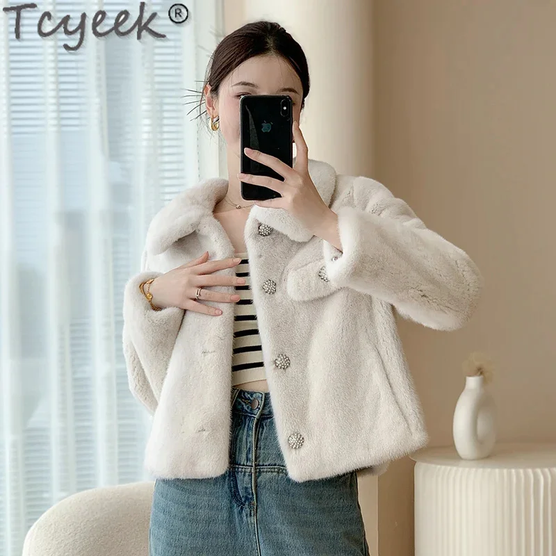 

Natural Tcyeek Mink Fur Coat Women Winter Women's Jacket 2024 Short Style Fashion Whole Real Coats Fourrure Femme