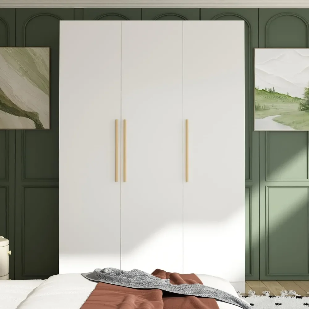 Description Picture 2 of item3 large self-supporting wardrobes with shelves and 2 hanging poles, wooden clothing storage cabinets in the bedroom organizer