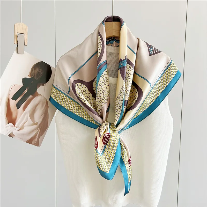 

New Arrival 100% Natural Real Silk Print Shawl Square Women Scarf Foulard Headband Beach Scarves Female Hijab Poncho Bandana