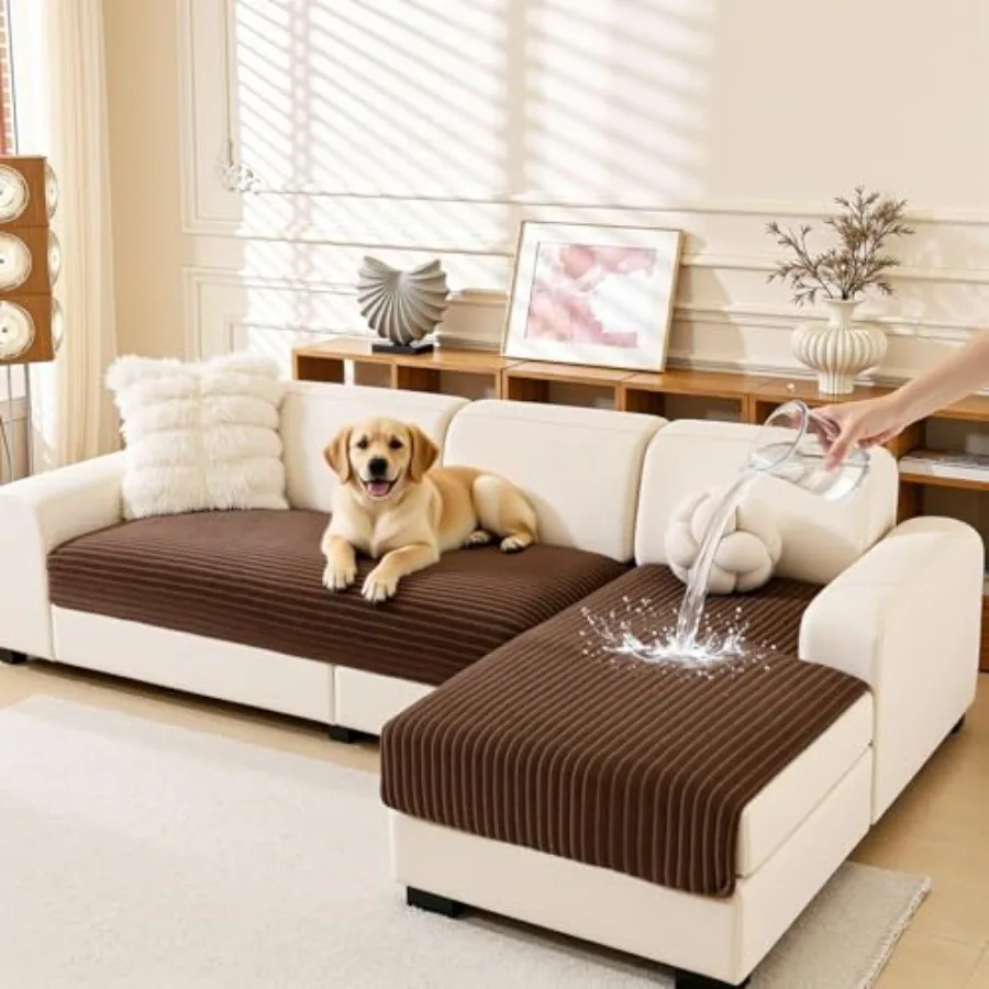 100% Waterproof Sectional Couch Cover for Pets Non Slip Pet Friendly Washable Couch Couch Covers for L Shape 2 Pieces Sofa Slip