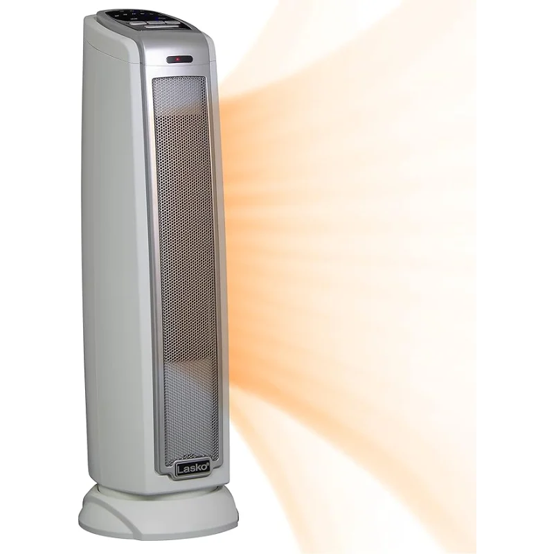 Lasko Oscillating Ceramic Tower Space Heater for Home with Overheat Protection, Timer, 22.5 Inches, Silver, 1500W, 5775, 7.5″L heater ptc energy efficient electric heater 60° oscillation fan heater with overheat portable heater suitable for home