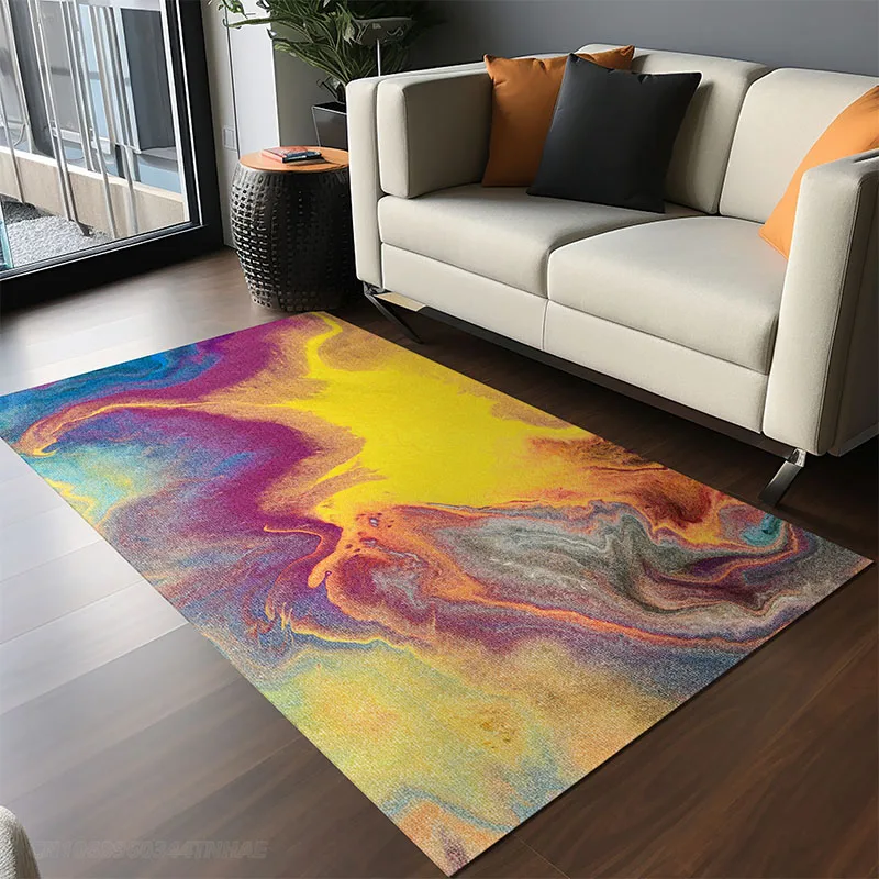 

Carpet for Room Bedside Colorful Tie-dye Rugs Living Room Large Area Floor Mat Interior Wear-resistant Jute Bottom Home Decor 러그