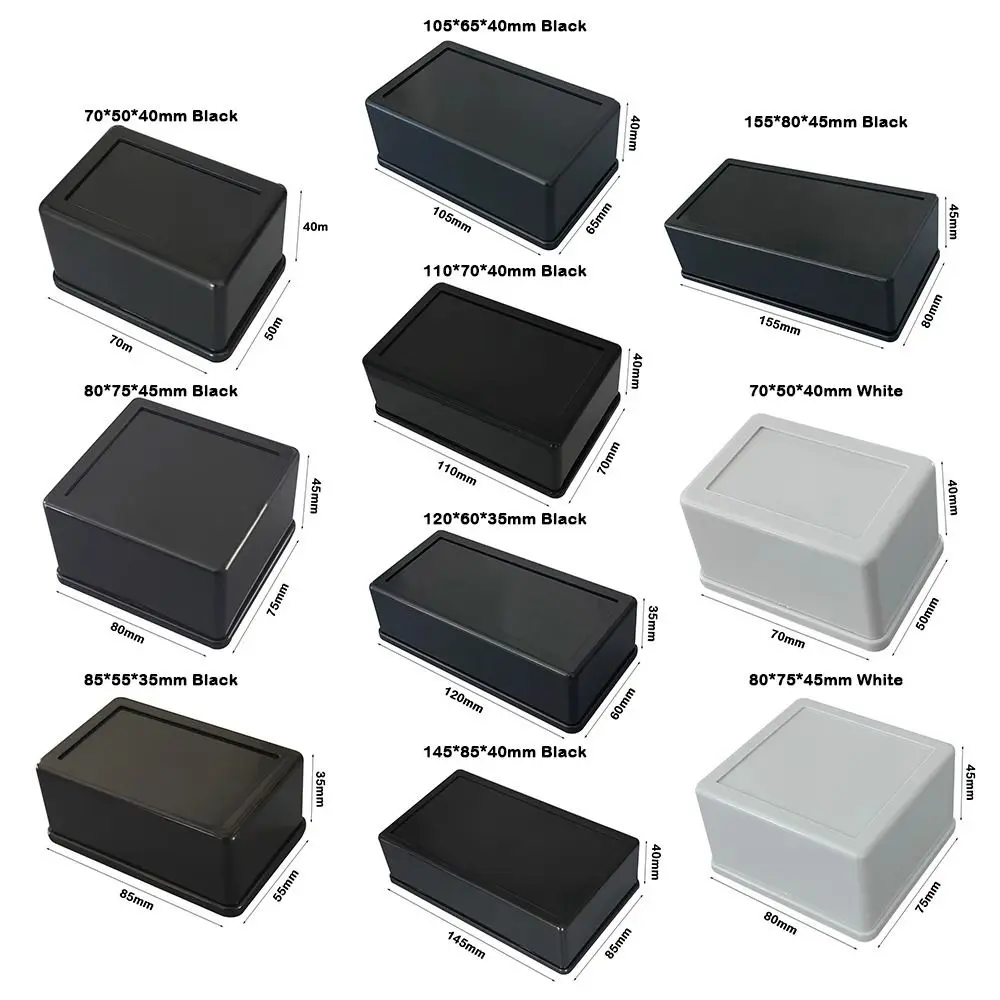 Waterproof ABS Plastic Storage Case - Multi-Style Electronic Instrument Enclosure Box, White & Black
