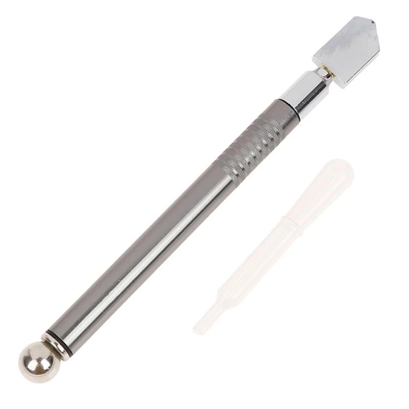 

178mm Professional Oil Feed Glass Cutter Diamond Antislip Metal Handle Cutting Tools 5-12mm