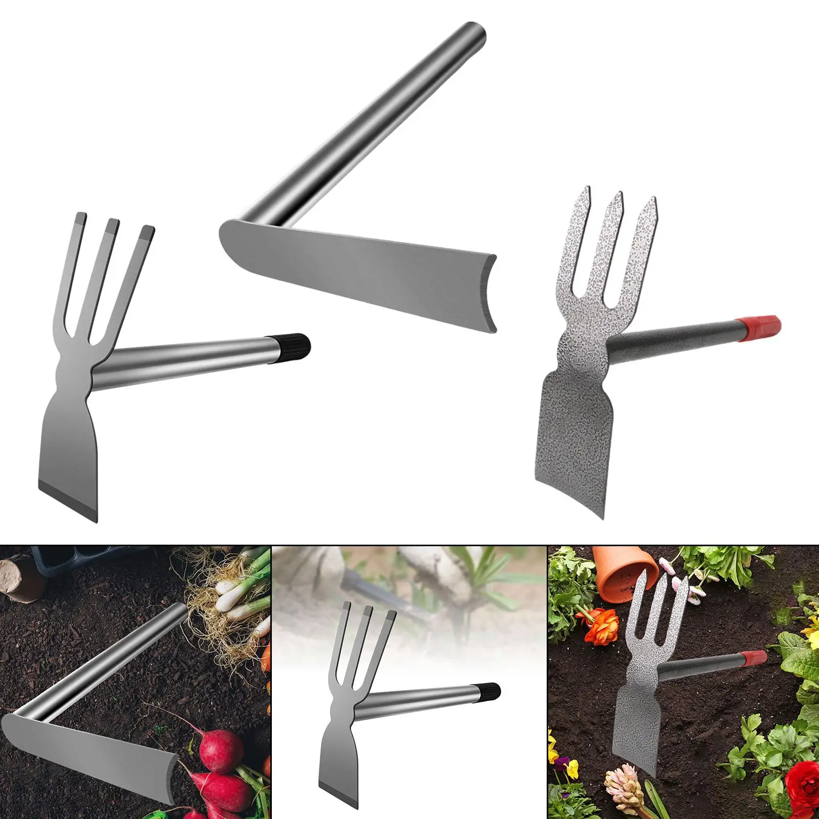 Hand Cultivator Rake Hoe Tiller Tool Dual Purpose Hoes Garden Weeder Hand Tool Weeds Puller Tool for Planting Digging Loosening images - 6