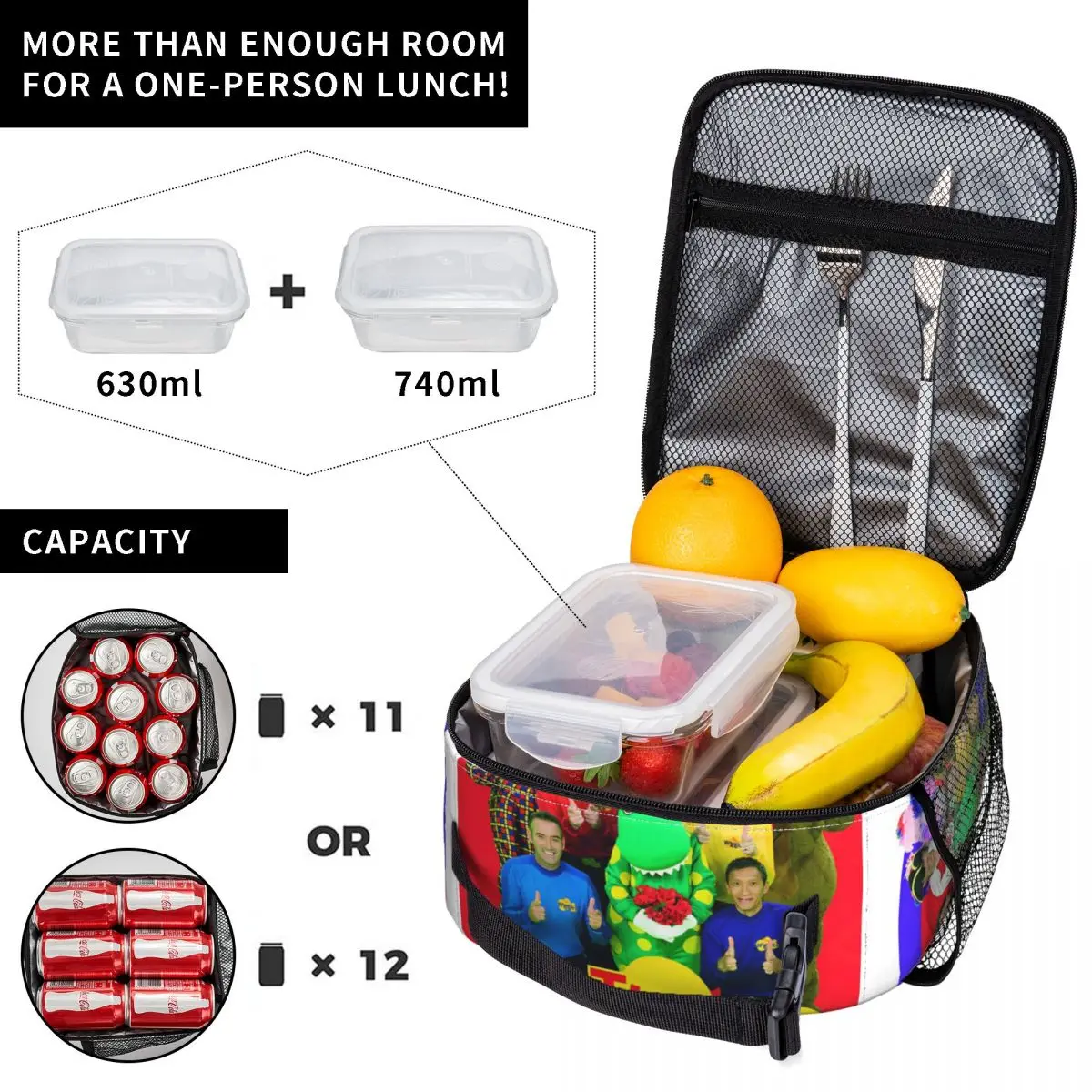 The Wiggles Tv Show Music Band Insulated Lunch Tote Bag For School Office Food Container Reusable Cooler Thermal Lunch Boxes