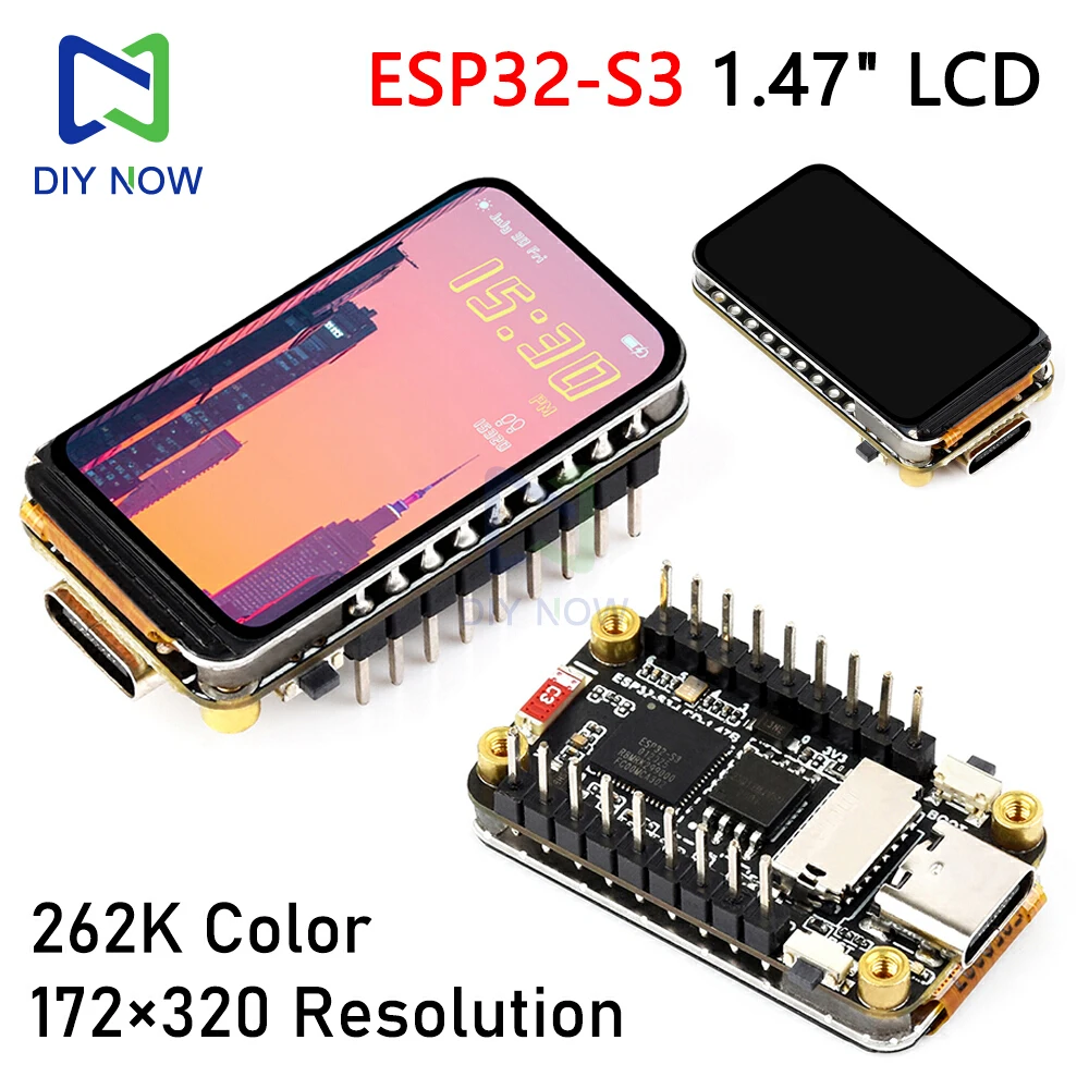 High-Performance ESP32-S3 IoT Development Board with 1.47-Inch IPS LCD and Wireless Connectivity