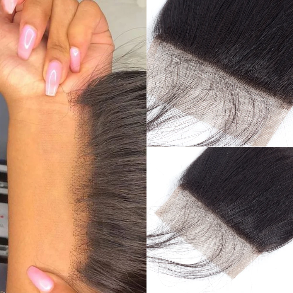 13x4 Lace Frontal Closure 4x4/5x5/6x6 Straight Lace Closure Human Hair Transparent Ear to Ear Frontal Extensions for Women 3