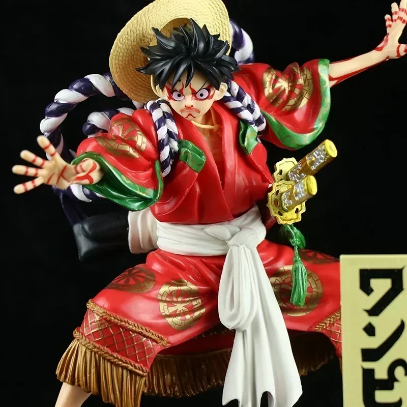 thumbnail image 1 of Figuras de acción de One Piece Kabuki con sombrero de paja, pirata, Luffy, kimono, modelo coleccionable, juguetes para adultos y niños, regalos de moda, 16,5 cm, 1 of 4