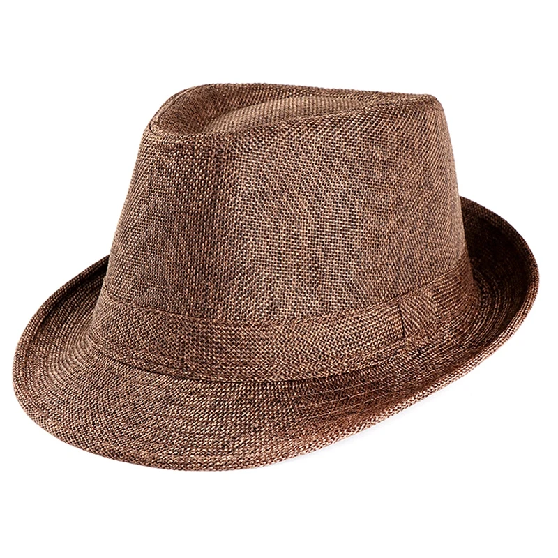 Breathable Linen Jazz Hat Men Women Summer Chapeau 1920s Classic Panama Hats Performance Party Costume Fashion Cowboy Caps Retro 5