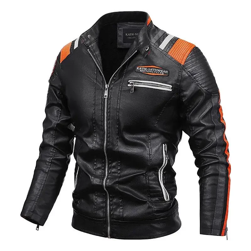 

Mens Vintage Motorcycle Jacket 2021 Men Fashion New Biker Leather Jacket Male Embroidery Bomber Coat Winter Fleece Pu Overcoat