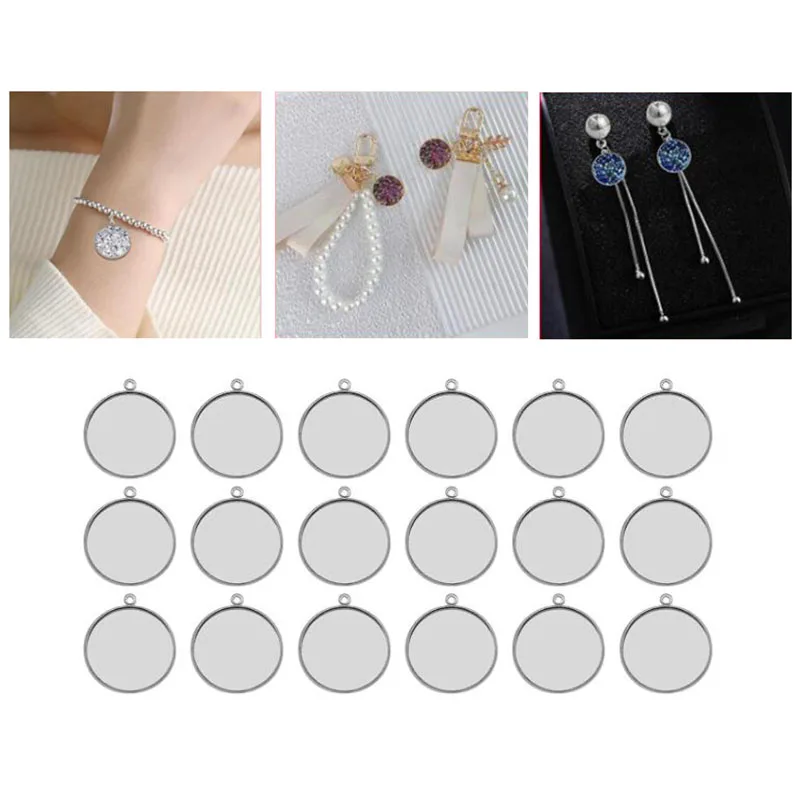 10 Stück 6–30 mm Edelstahl runde leere Lünette Anhänger Tablett Basis Cabochon Einstellungen Anhänger Rohlinge für Schmuckherstellung DIY Finden