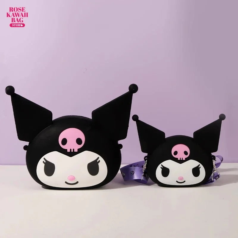 

Kawaii Sanrio Bag Cartoon Kuromi Silicone Material Waterproof Large Capacity Cute Kuromi Crossbody Bag for Children Girls Gifts
