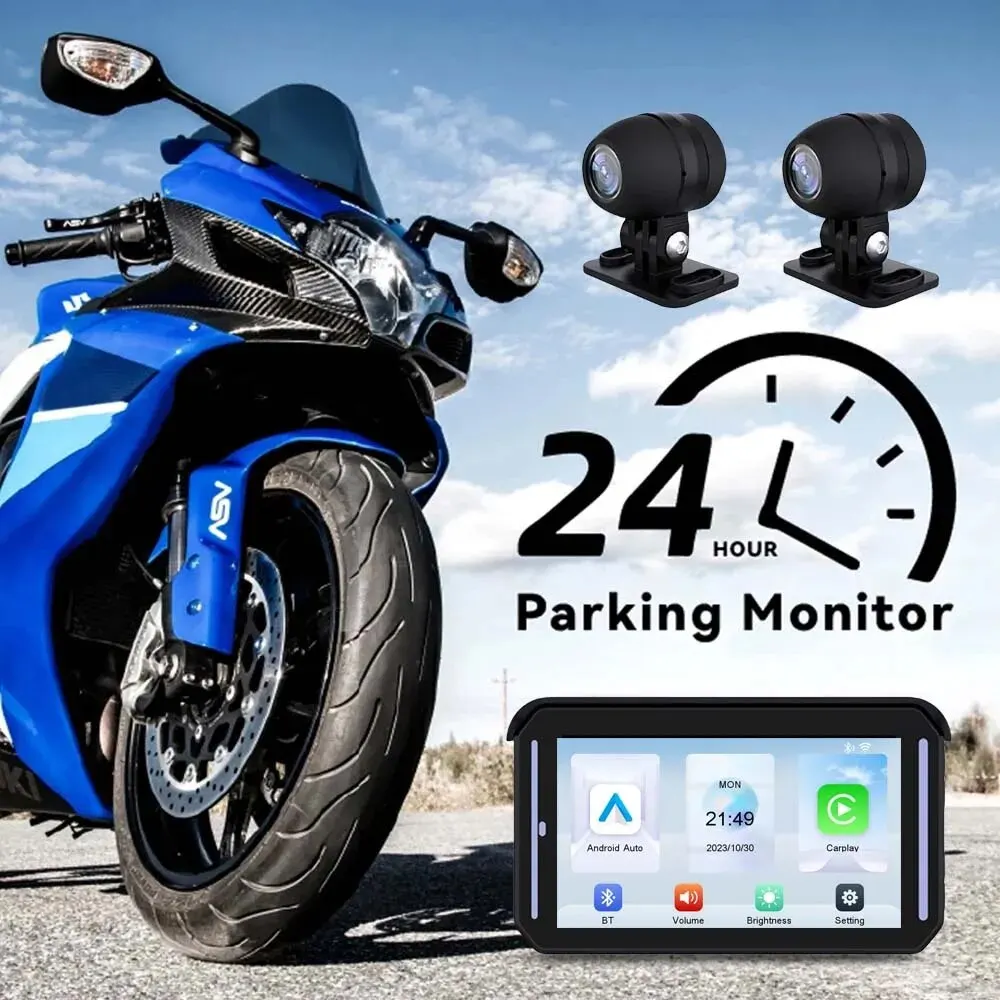 Gcpasr 5 Inch Portable Motorcycle Carplay Gps Navigation Waterproof Display Android Auto 1080p Ips Screen Dash Cam Tpms motorcycle navigation display