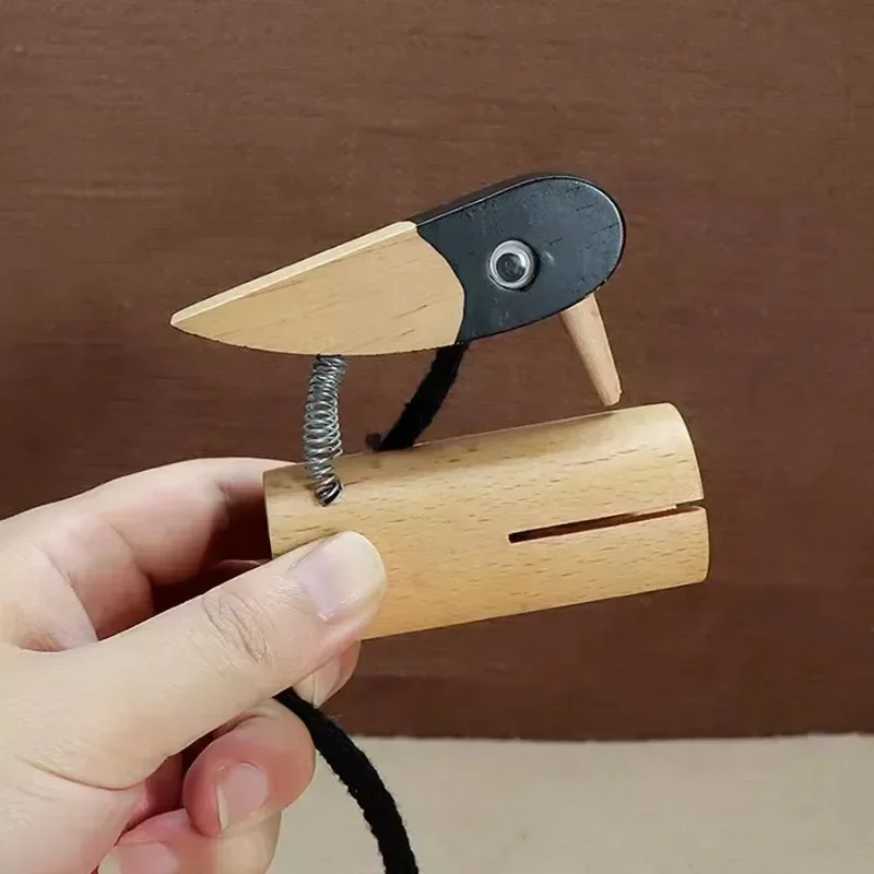 Wooden Woodpecker Sound Tube Pull Rope Kindergarten Crow Sounder Birdsong Sound Effect Musical Orff Percussion Instruments