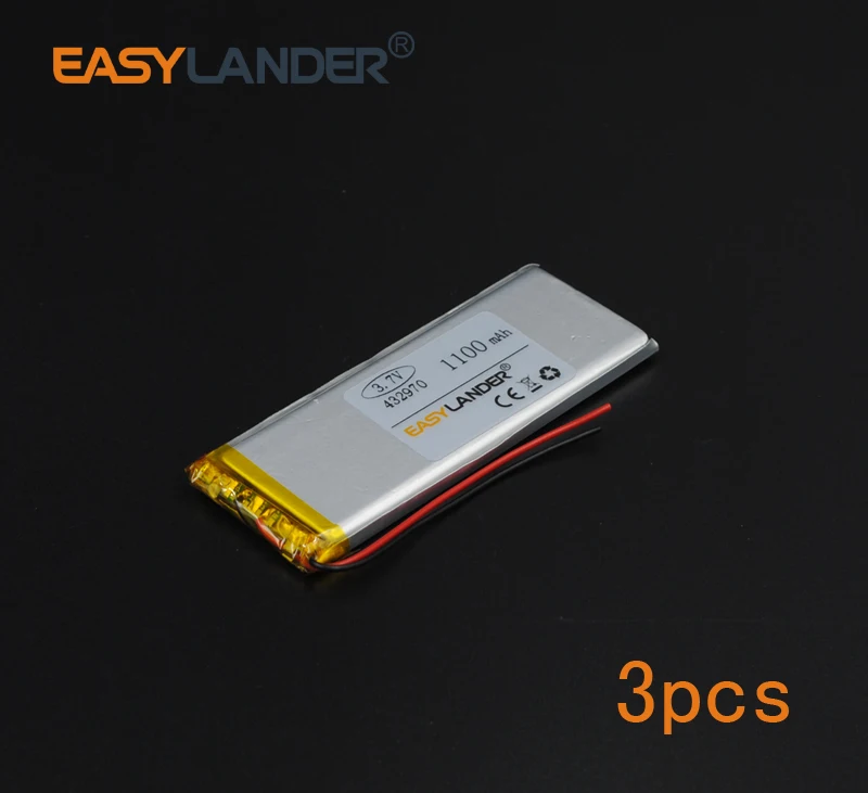 

3pcs/Lot 3.7V 1100mAh 432970 Polymer Li-ion Battery For Mp3 Mp4 PAD DVD DIY E-book bluetooth Vedio Game toys Tablet PC mobile