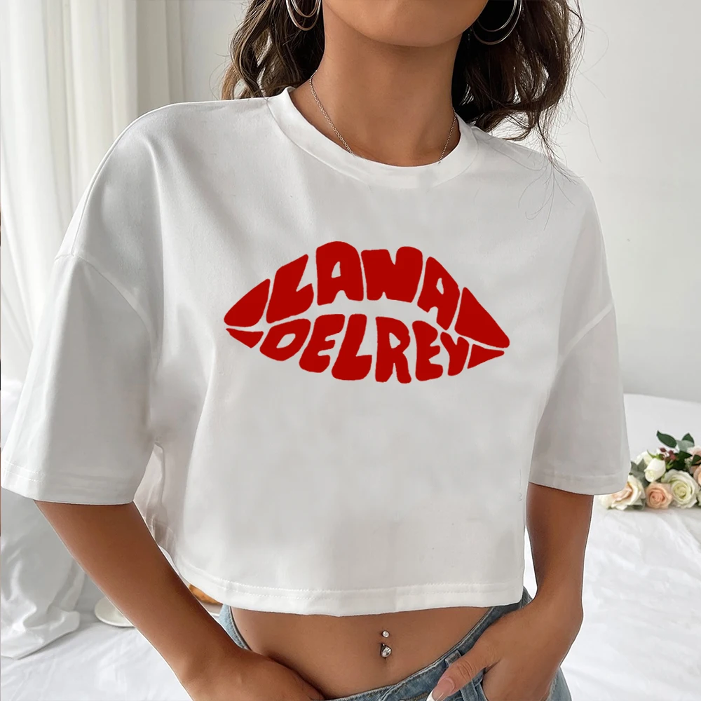Lana Del Rey Crop Top Lana Del Rey Album Musicali Crop Top Regalo Per Lana Del Rey Fan O-Collo Maniche Corte Crop Top
