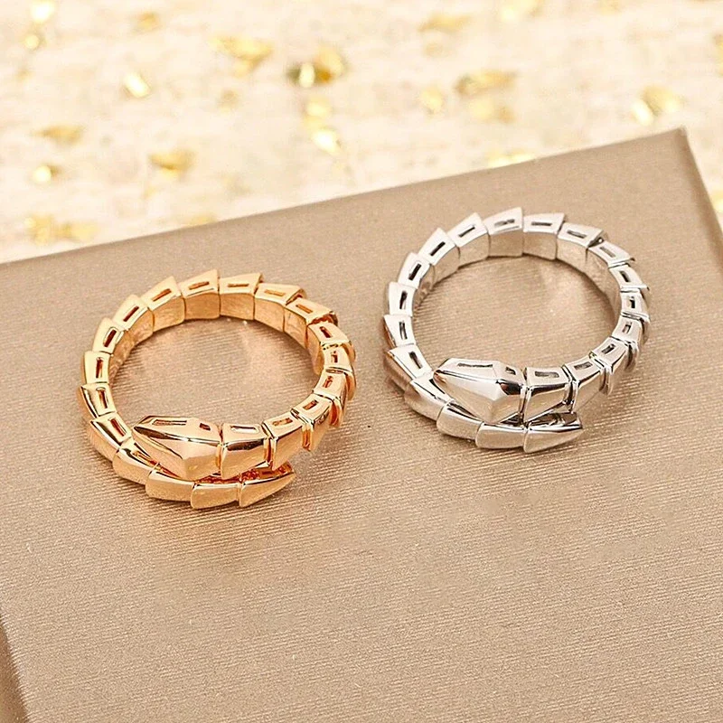 

ZC Hot selling new 925 sterling Silver smooth snake bone ring ladies personality trend luxury brand jewelry party couple gift