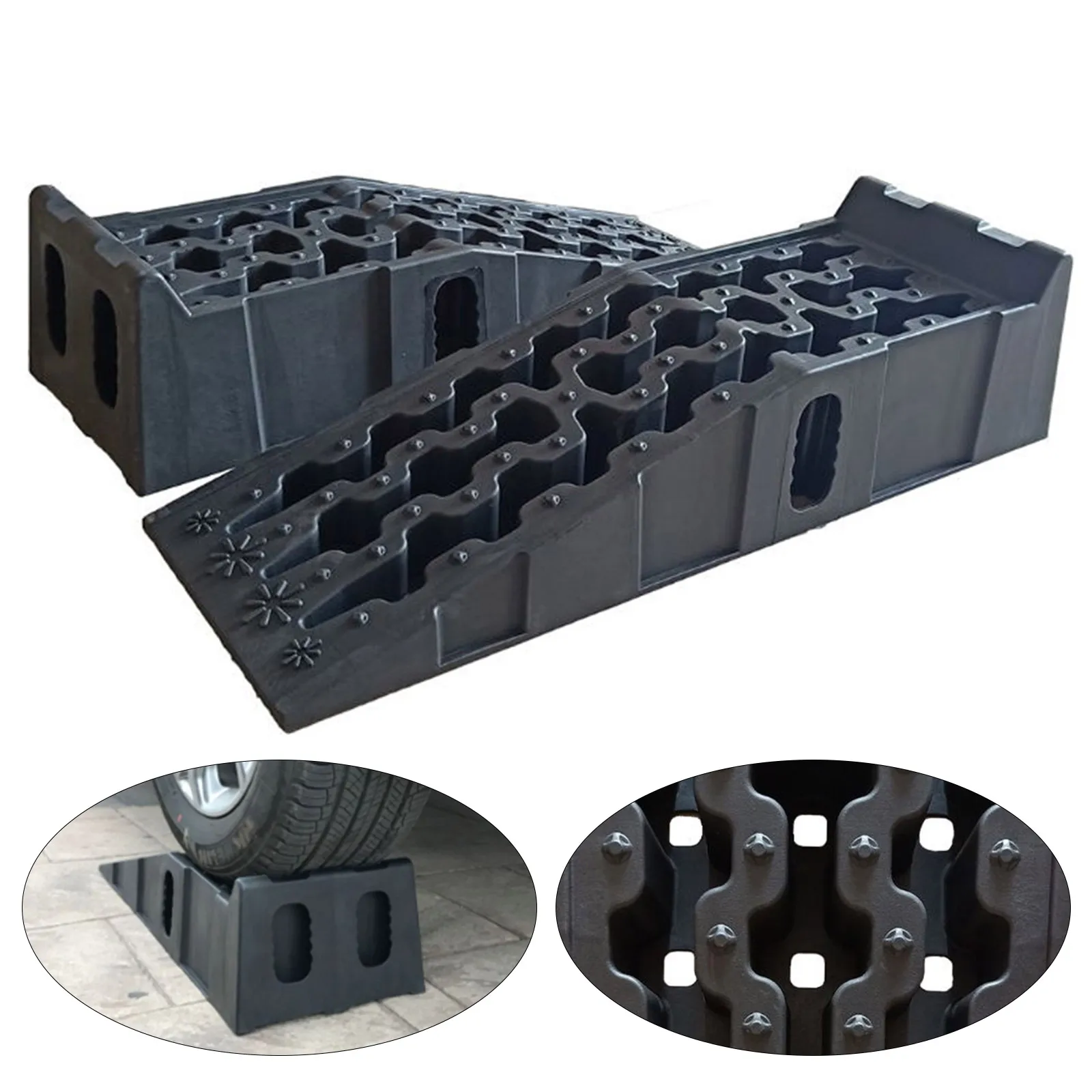 1Pair Black 7.25tons/16000lbs Heavy Duty Car Ramps Long Antiskid