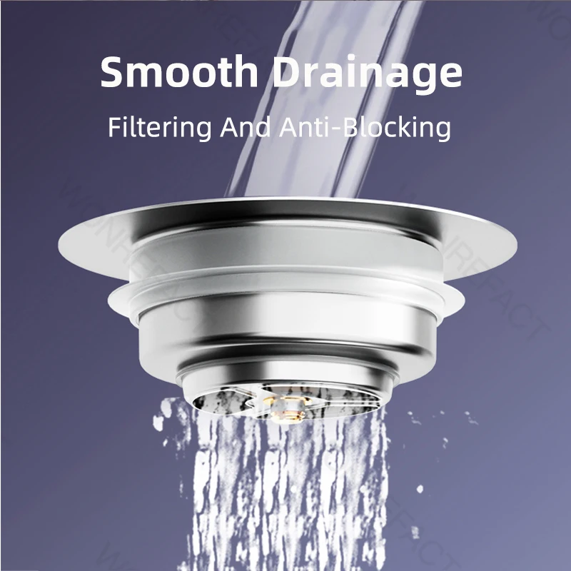 Kitchen Sink Strainer 3 In 1 Kitchen Sink Strainer Stainless Steel Pop-Up Filter Basket Removable Drain Hair Catcher