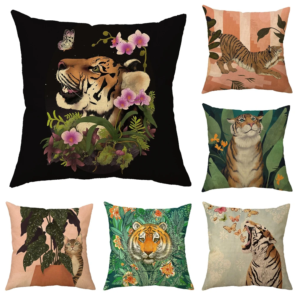 

Tiger Pillowcase Home Sofa Cushion Cover Pillow Covers Decorative Linen Pillow Cover 45x45cm