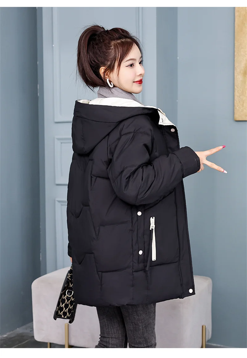 2024 Autumn And Winter New Fashion Temperament Cotton-padded Midcoat Cotton-padded Down Jacket Explosion Thickened Women's Wear