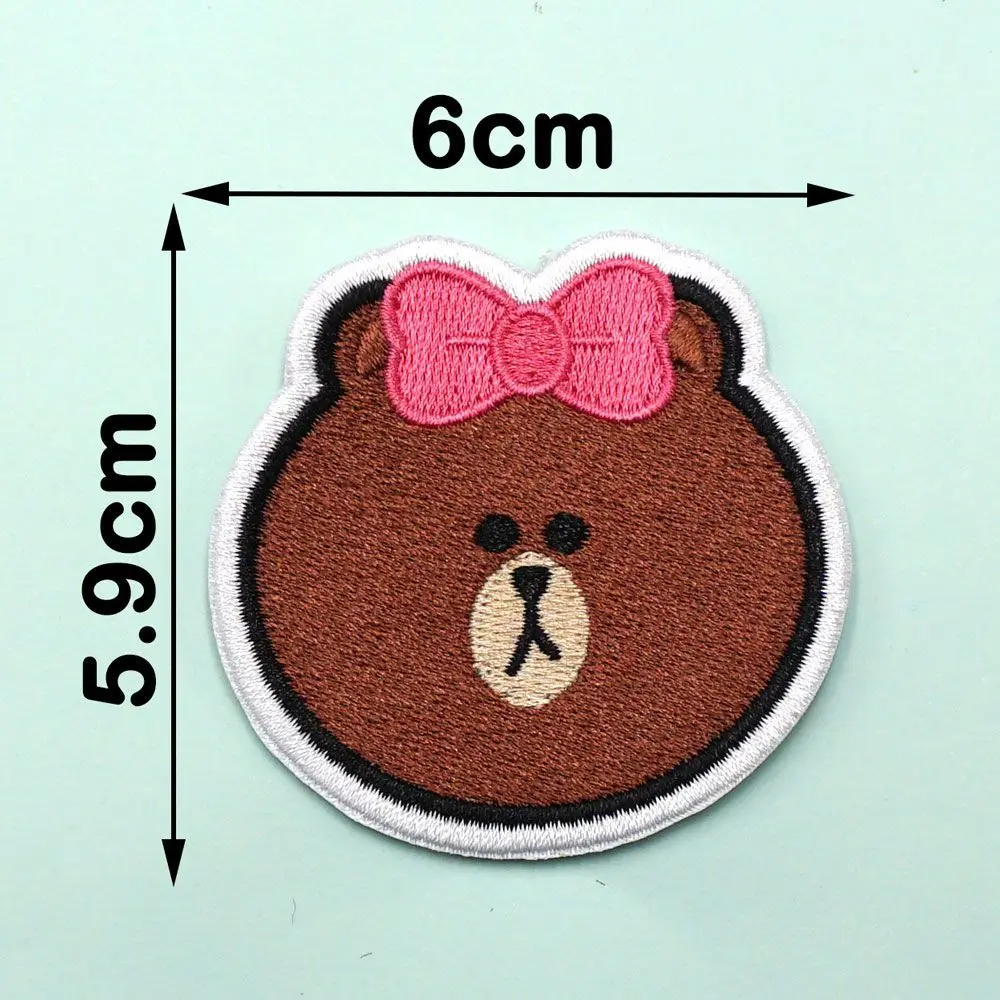Cartoon-Figuren Niedlicher Brauner Hase Choco Kawaii Bestickter Stoffaufnäher Kreatives Mädchenhaftes Rucksack-DIY-Dekorationsabzeichen mit Klettverschluss – Detail 3