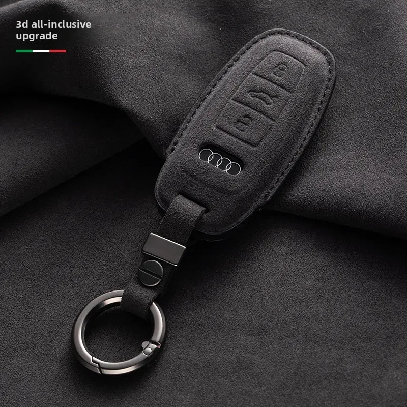Premium Leather Suede Key Cover for Car Flip Keys - Stylish Auto Accessories Key Holder