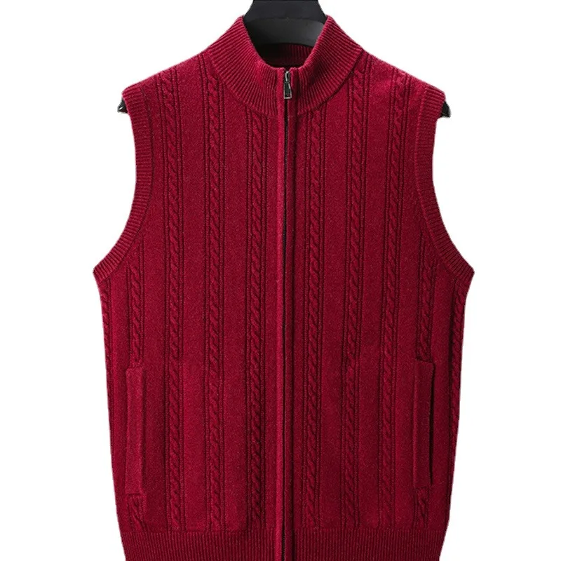 Pure Cashmere Cardigan Vest Men's Knitwear Vest Zipper Camisole Sweater S M L XL 2XL 3XL 4XL 5XL