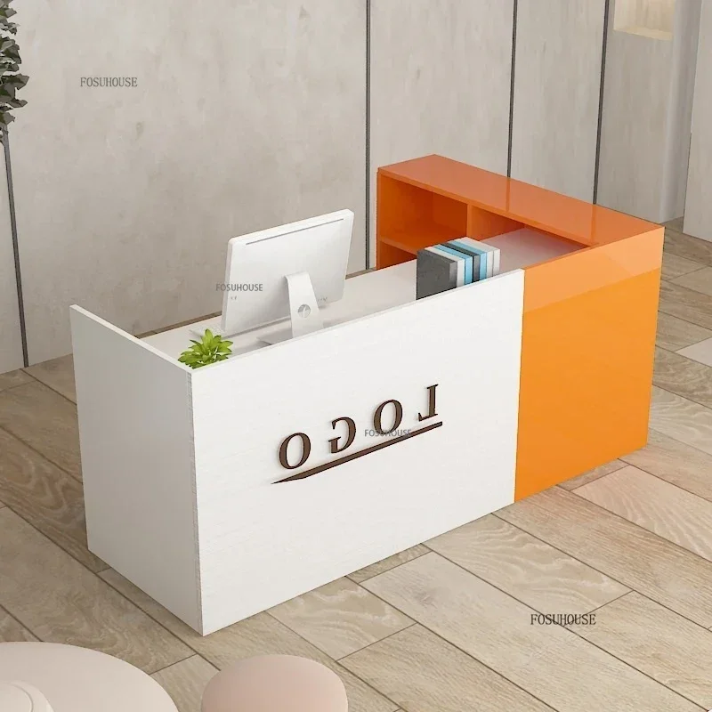 Nordic Reception Desk Front Desk Simple Church Pulpit Podium Commercial Store Wood Cashier Desks Corner Office Furniture