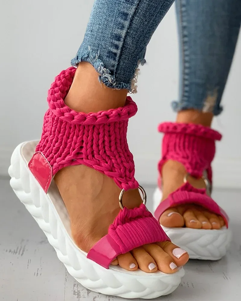 🧶Braided Knit Platform Sandals – Women's Open-Toe Summer Shoes👡