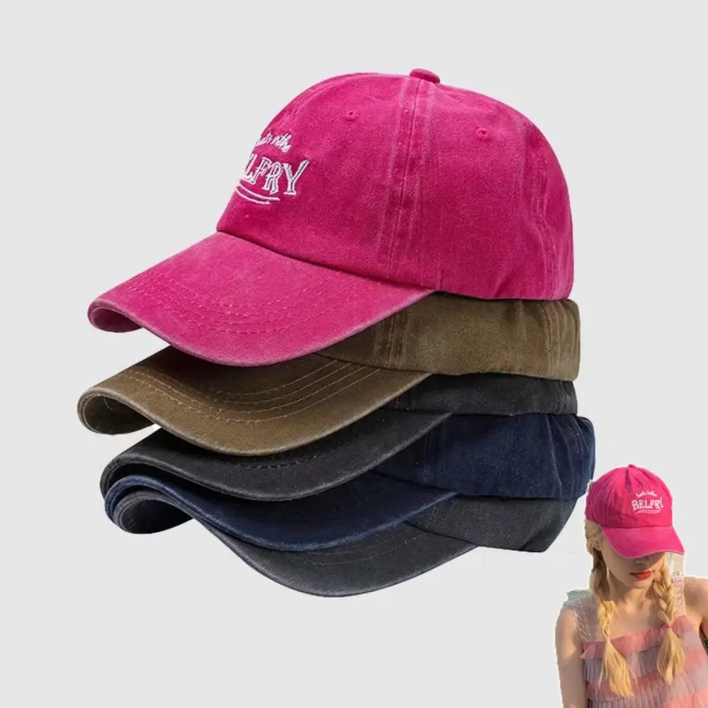 

Spring Summer Letter Baseball Cap New Adjustable Y2K Style Casual Hat Cotton Rose Red Color Embroidery Bonnet