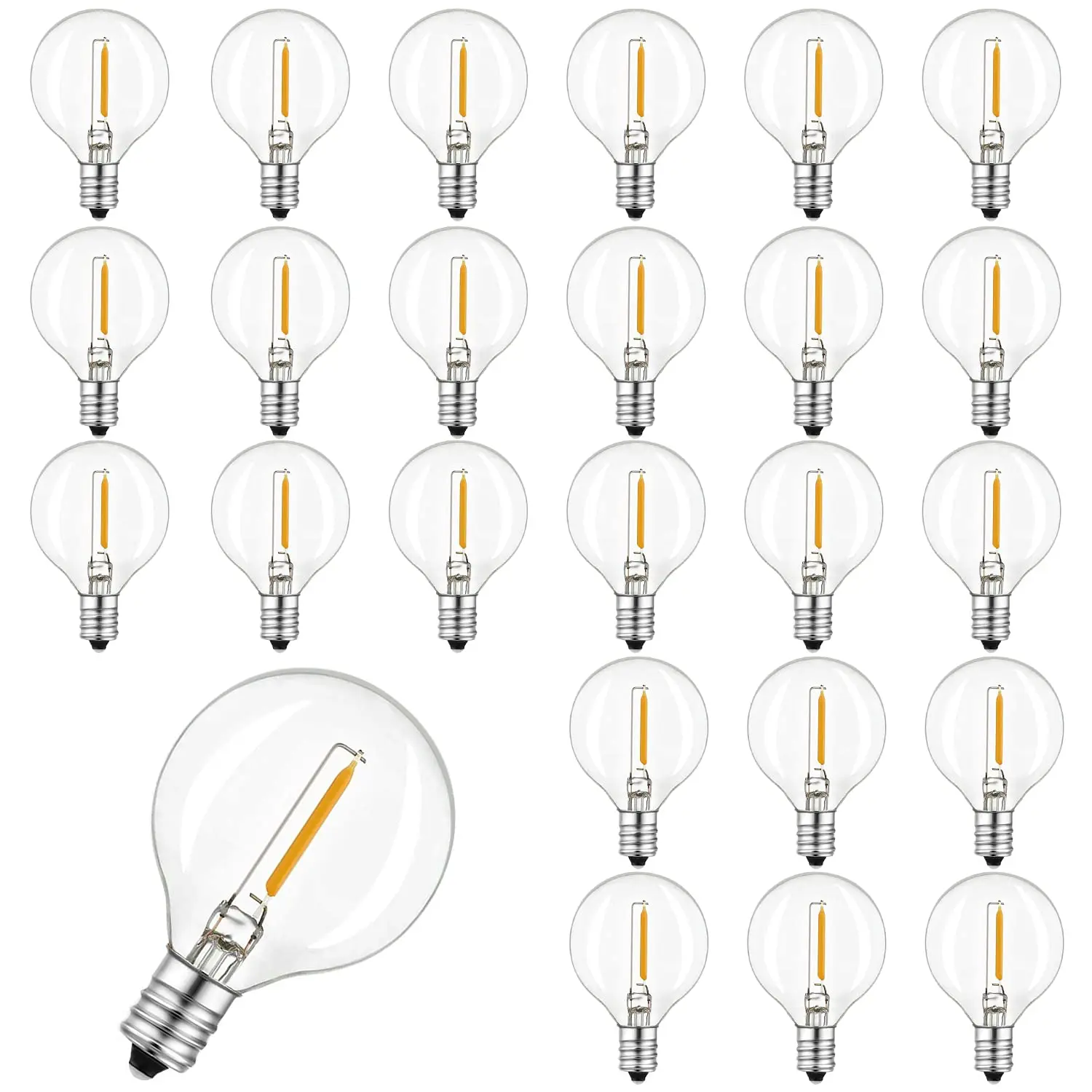 25PCS G40 0.6W LED String Light Replacement Bulb E12 220V Warm White 2700K LED Lamp Replace For Home Garden Bulb