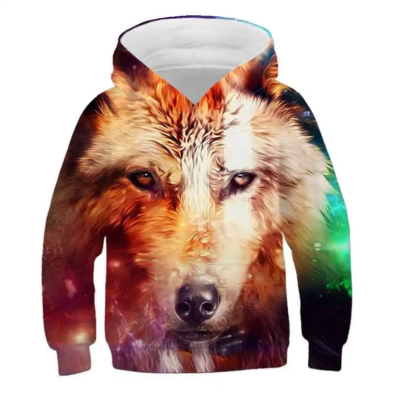 

Shiny Wolf Animals New Fashion Boys Girls Hoodies 3D Printed Autumn and winter Sweatshirt for Children Hoodies Cartoon Hoodie