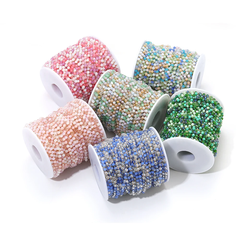 1 Meter 3 mm Glaskristallperlen Kette Perlenkette Halskette Zubehör für DIY Schmuck Armband Handwerk Herstellung Komponenten Großhandel – Detail 4