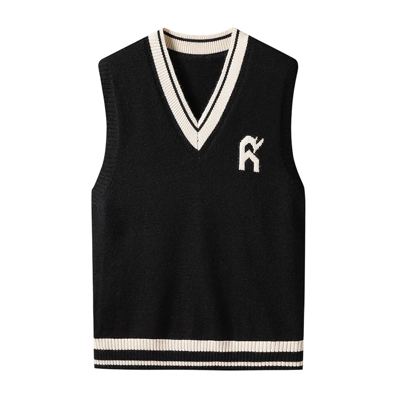 Description Picture 3 of itemAutumn plus size casual sweater 7XL 6XL 5XL 4XL fashion new men's Japanese college style V-neck loose pullover sweater vest.