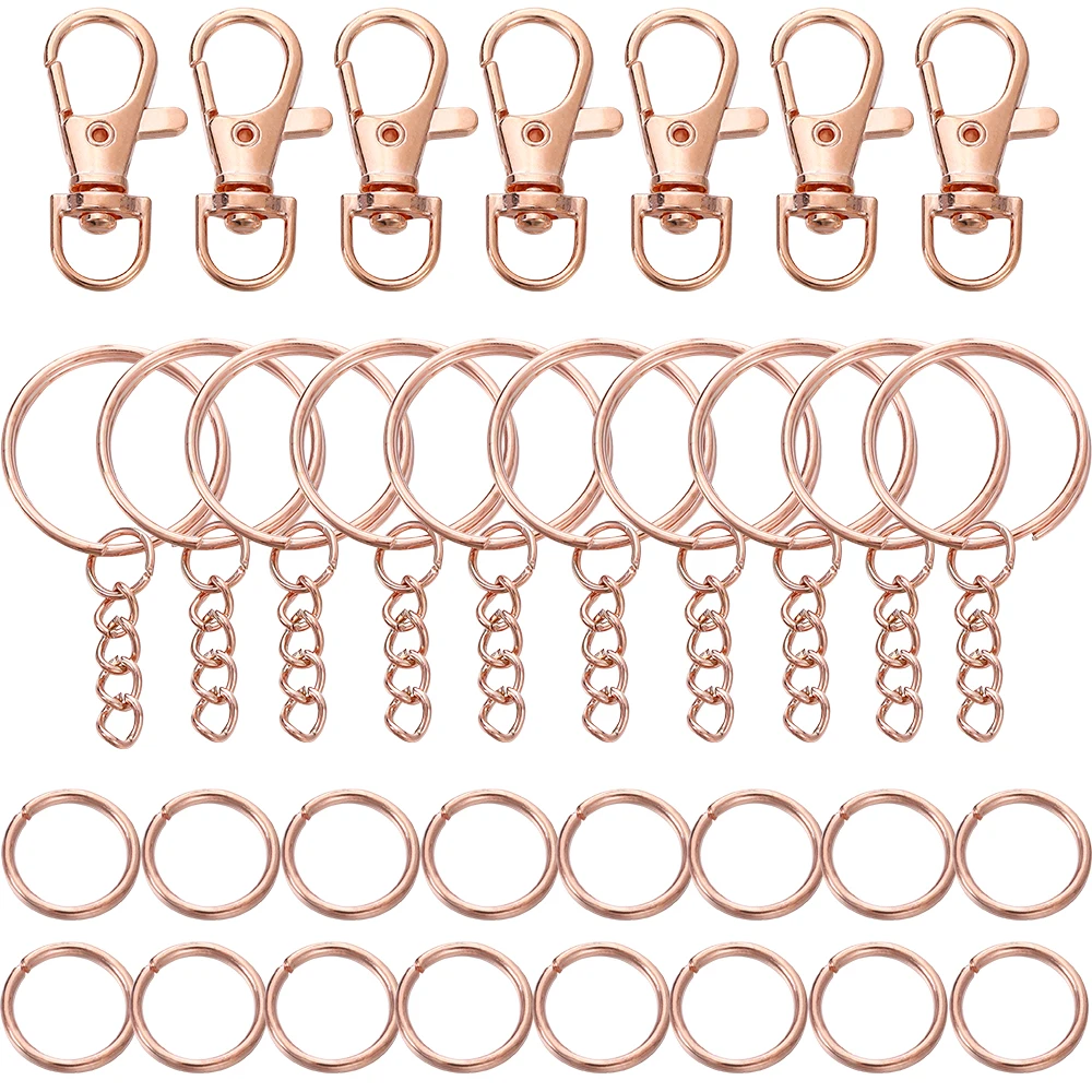 70Pcs/Lot Swivel Snap Hook Key Rings with Chain Jump Rings Connectors for  DIY Keychain Lanyard Jewelry Making Accessories Kits